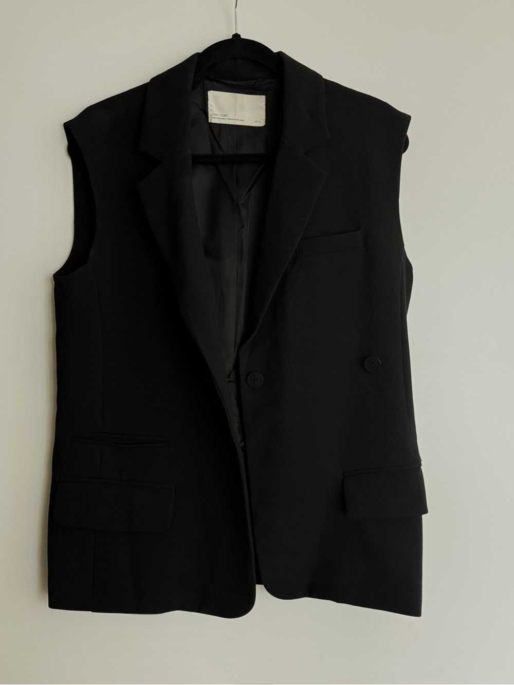 Oak+Fort Black Sleeveless Double-Breasted Blazer XXS (Oversized)